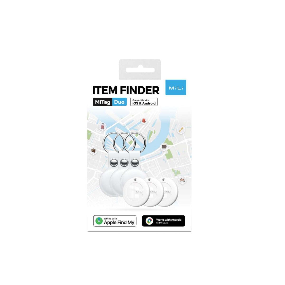 Mili - MiTag Duo Leather Case White - 3 Pack
