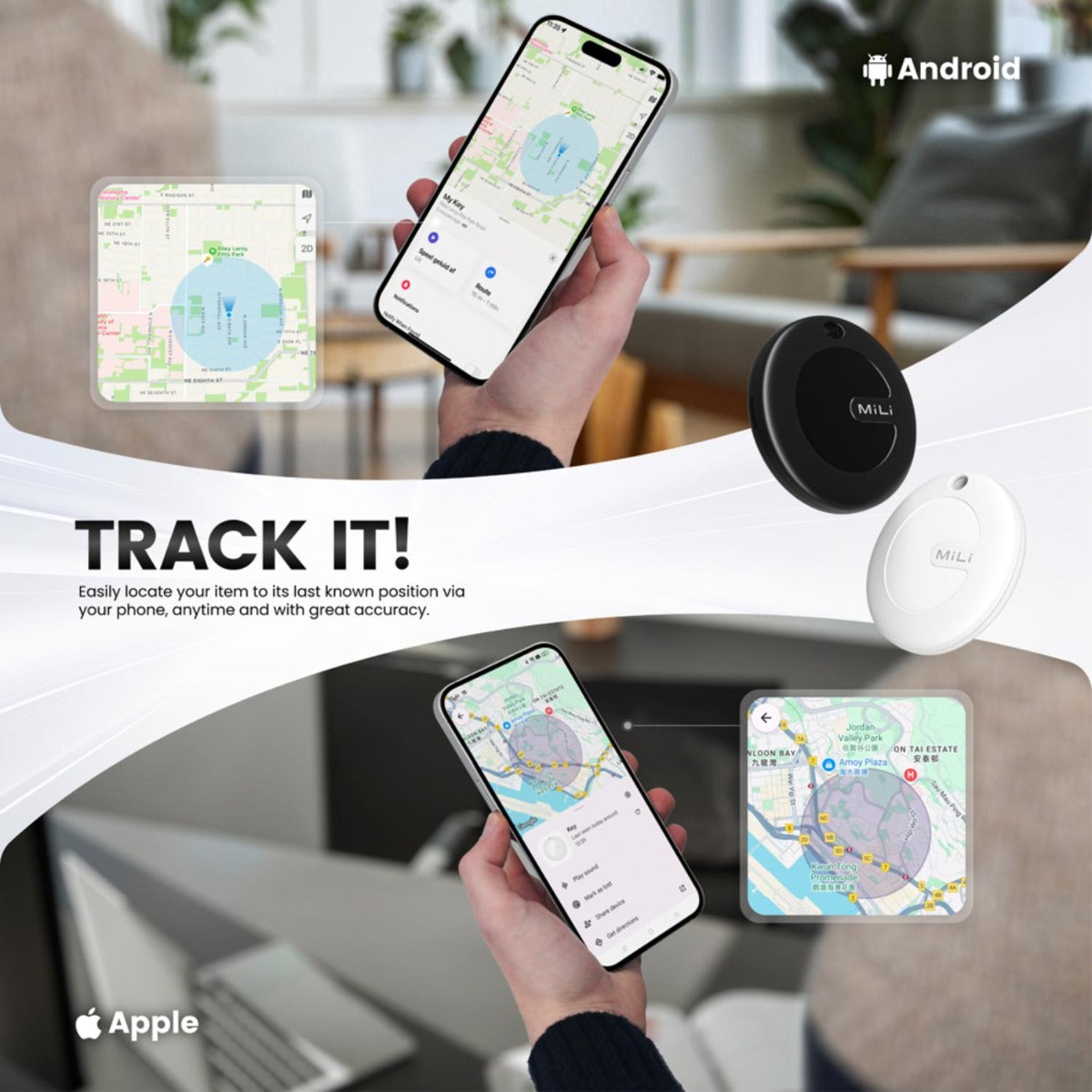 Mili - MiTag Duo Leather Case White - 3 Pack