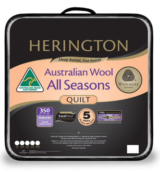 Herington - Wool All Seasons Quilt (King Bed) - White