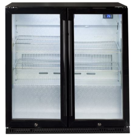 Artusi - 190L Outdoor Bar Fridge w/ Double Glass Doors - Black - Wholesales Supply