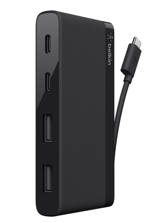 Belkin USB-C and USB 3.0 Mini 4 Port Mini Hub - Black - Wholesales Supply