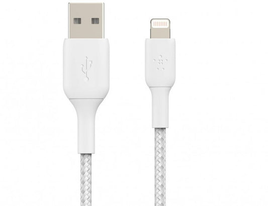 Belkin BoostCharge 1m Braided Lightning to USB-A Cable - White - Wholesales Supply