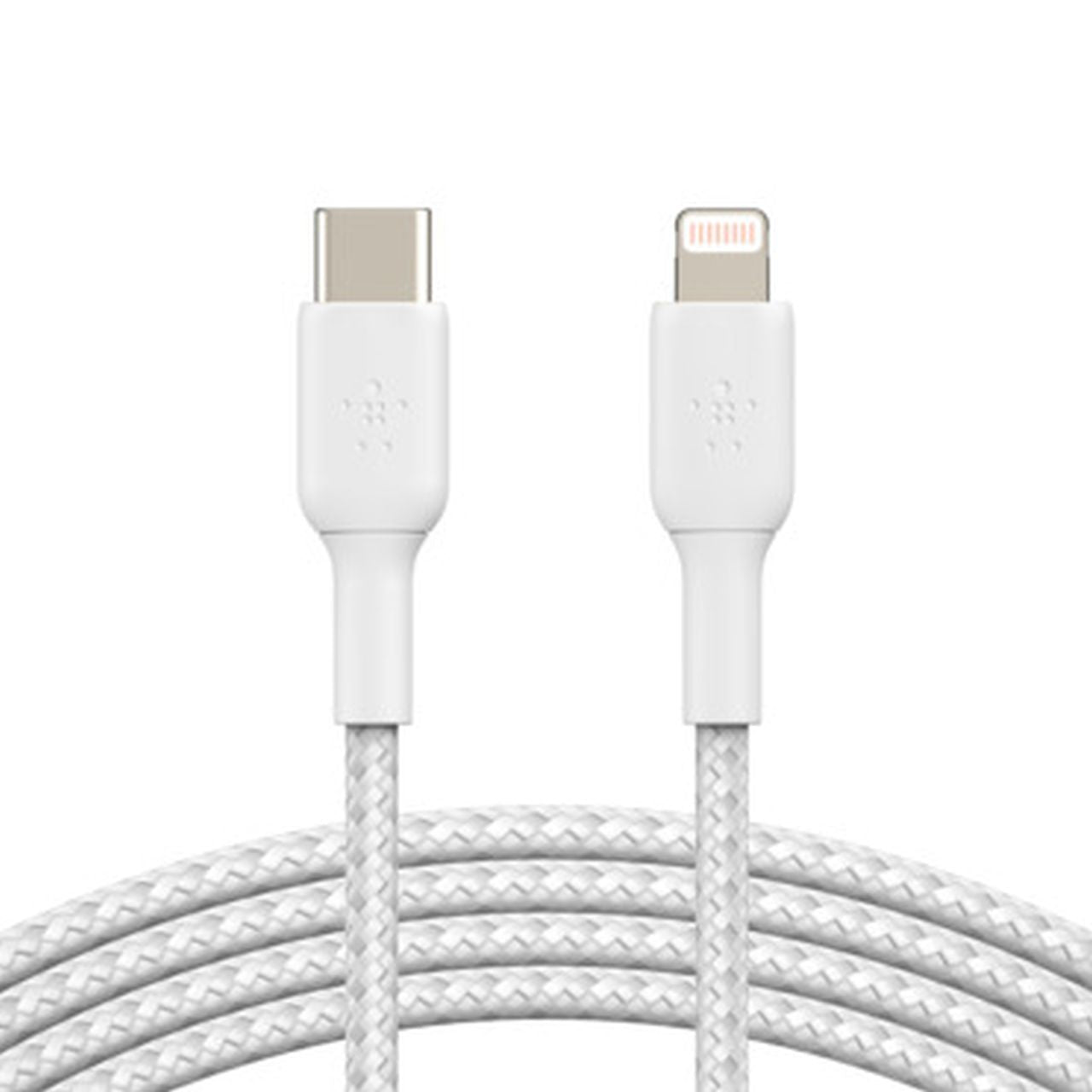 Belkin BoostCharge 1m UCB-C to Lightning Braided Cable - White - Wholesales Supply