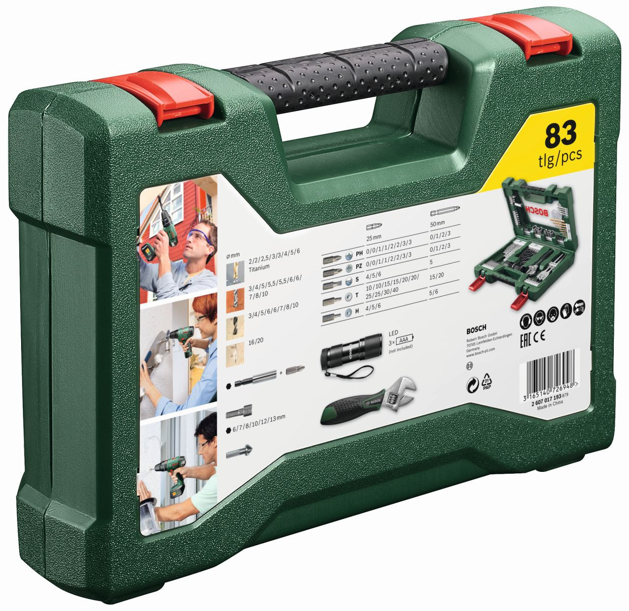 Bosch - 83-Piece V-Line Titanium and Screwdriver Drill Bit Set with LED Torch - Wholesales Supply