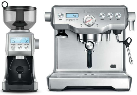 Breville - The Dynamic Duo: Dual Boiler Coffee Machine and Smart Grinder Pro - Chrome - Wholesales Supply