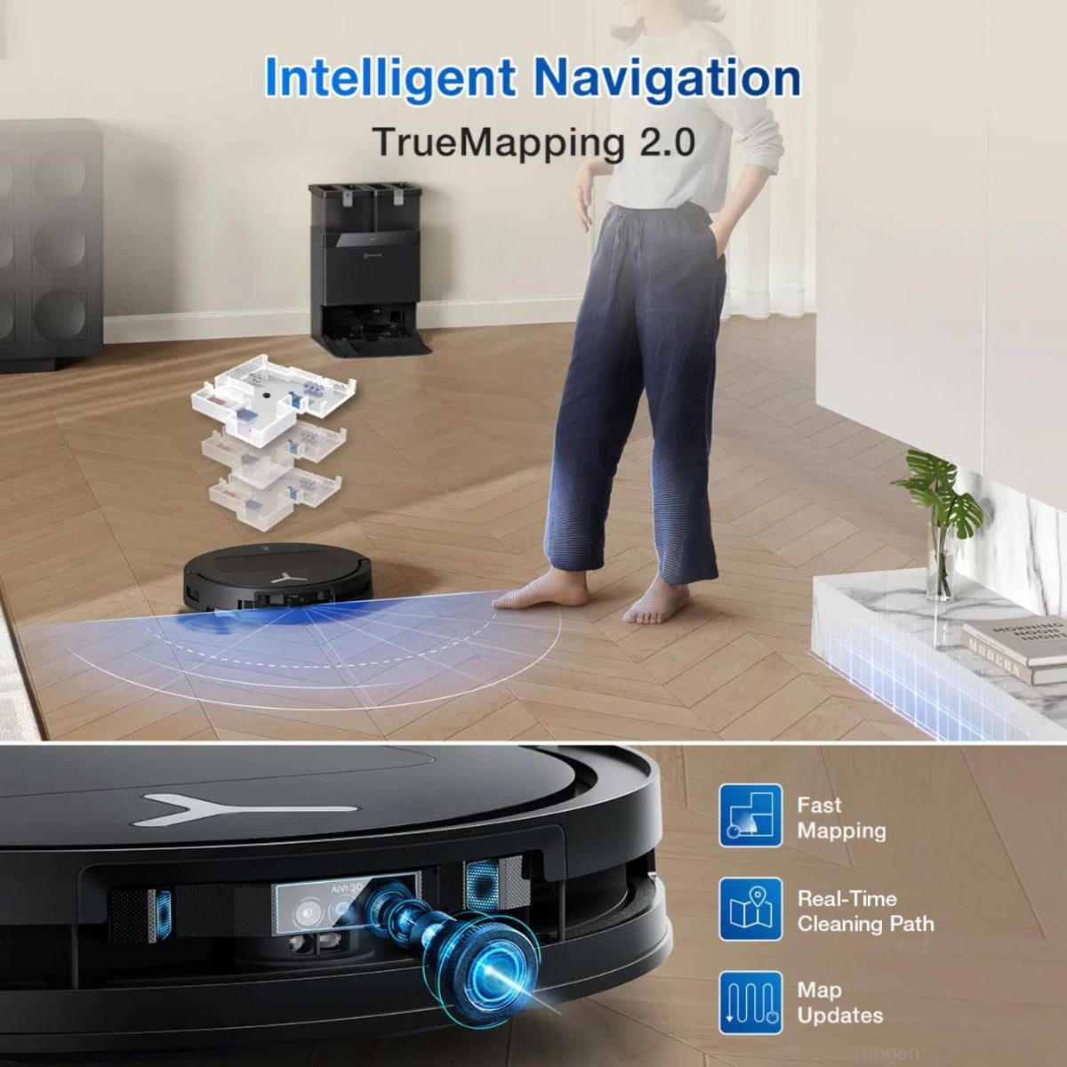 Ecovacs - Deebot T50 Pro Omni Robotic Vacuum & Mop - Black - Wholesales Supply