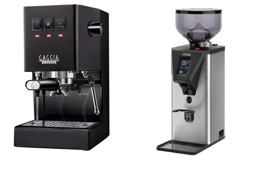 Gaggia - Classic E24 Manual Machine - Black RI9481/14 + Premium Grinder MDF55 - Wholesales Supply