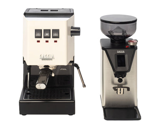Gaggia - Classic E24 Manual Machine - White RI9481/13 + Premium Grinder MDF55 - Wholesales Supply
