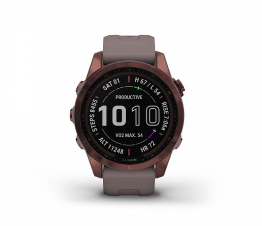 Garmin Fenix 7S Sapphire Solar Watch - Dark Bronze Titanium with Shale Grey Band - Wholesales Supply