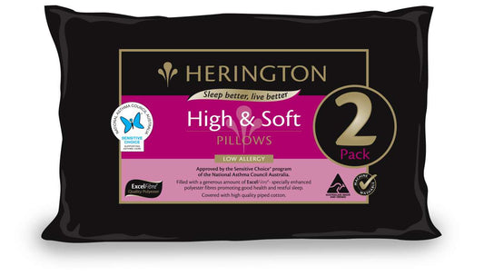 Herington - Low Allergy High & Soft Pillow Set, 2 Pack - White - Wholesales Supply