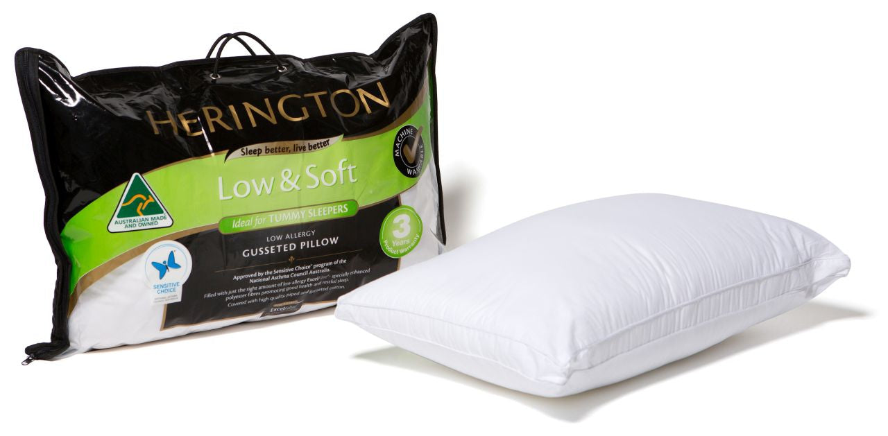 Herington - Low Allergy Low & Soft Gusseted Pillow - White - Wholesales Supply