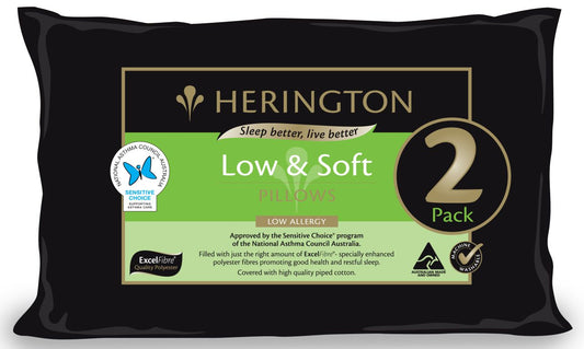 Herington - Low Allergy Low & Soft Pillow Set, 2 Pack - White - Wholesales Supply