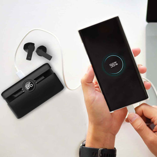 Laser - TWS Earbuds with Powerbank Charging Case - Black - Wholesales Supply