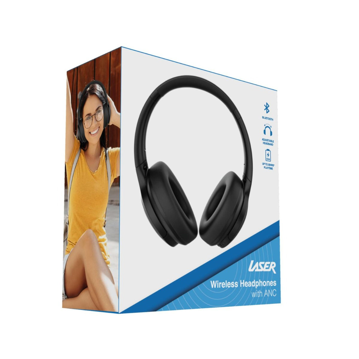 Laser - Wireless Headphone with ANC - Black - Wholesales Supply