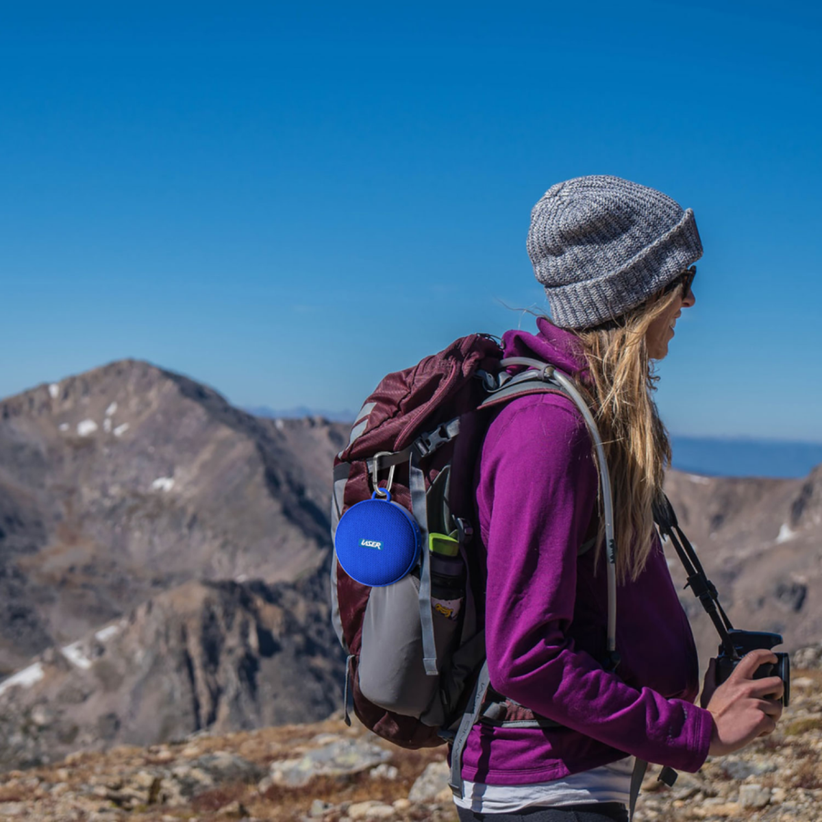 Laser Portable Outdoor Bluetooth Speaker with Bicycle Mount - Blue - Wholesales Supply