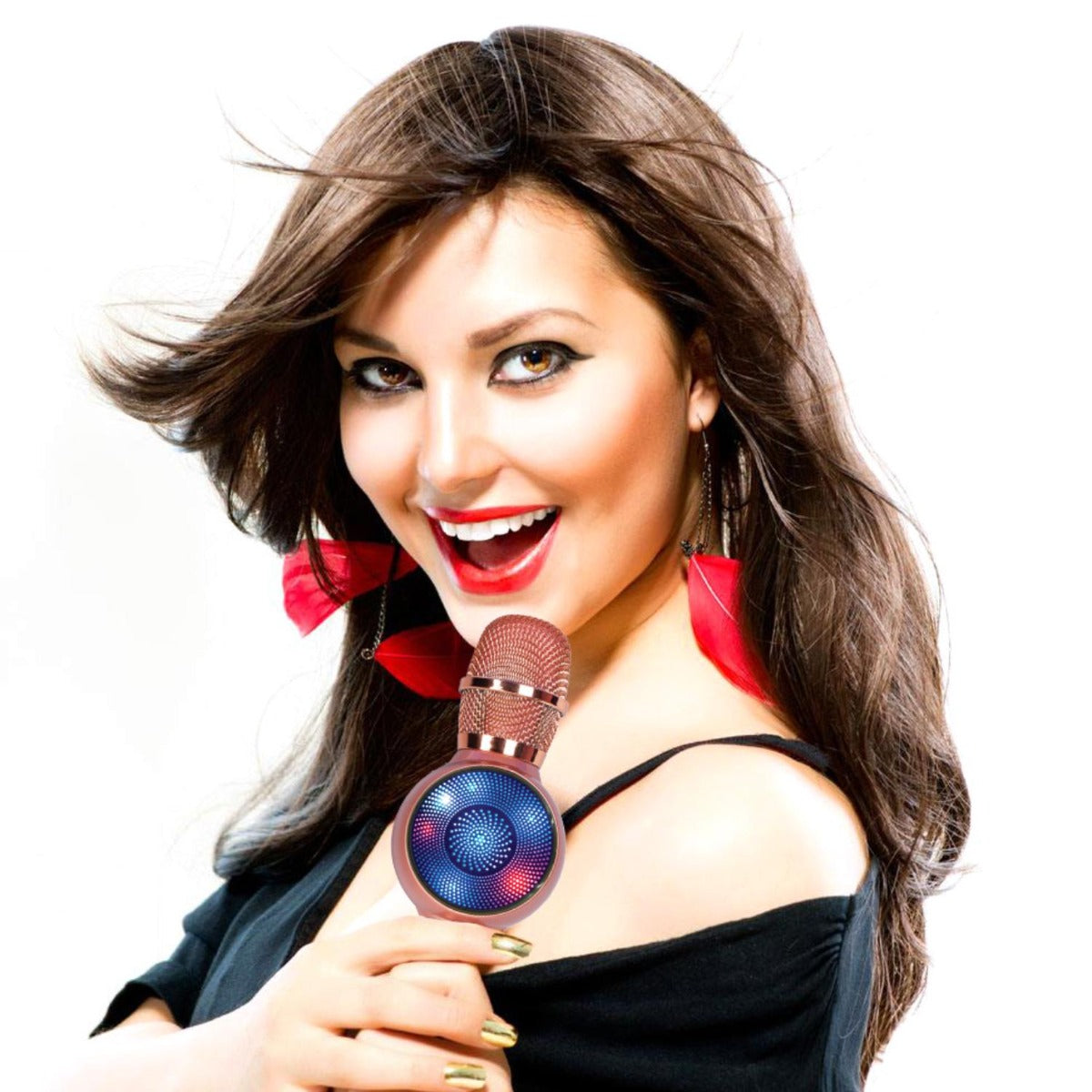 Laser - LED Karaoke Microphone Gold - Wholesales Supply