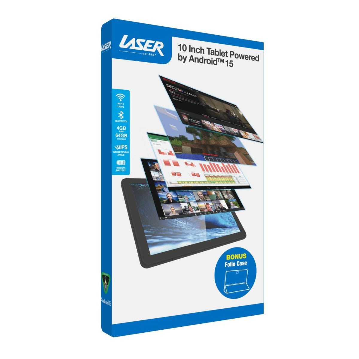 Laser - 10" Android Tablet 64GB with Case - Wholesales Supply