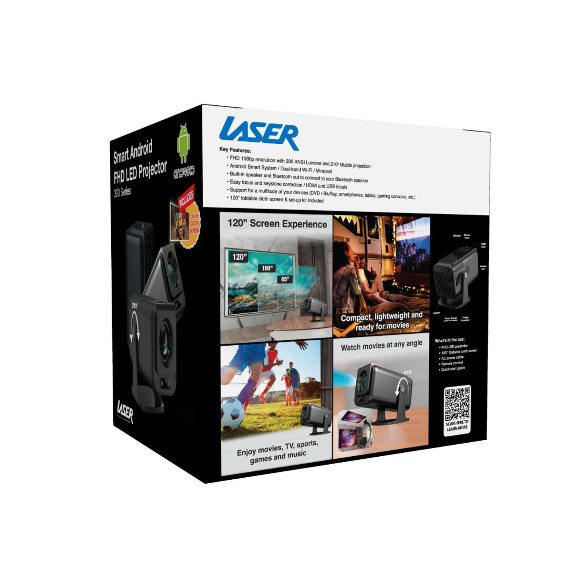 Laser - 1080p Android Multi-Angle LED Projector - Wholesales Supply