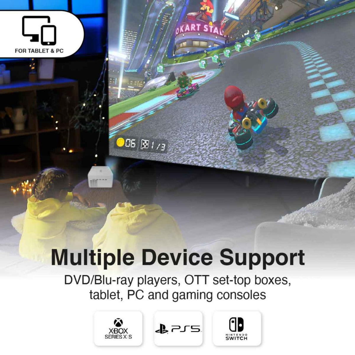 Laser - 1080P LED Projector with DVD Player and WiFi Casting - Wholesales Supply