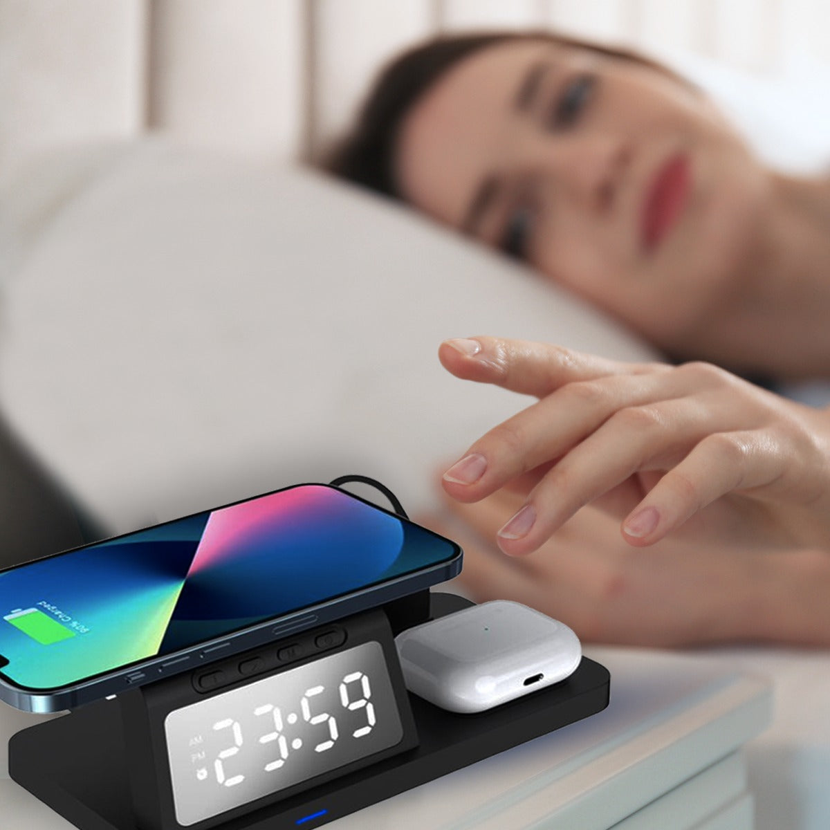 Laser 3 in 1 Charging Station with Alarm Clock - Wholesales Supply