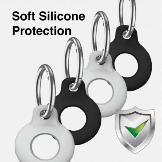 Laser Durable Silicone AirTag Key Rings  - Black and White 4 Pack - Wholesales Supply