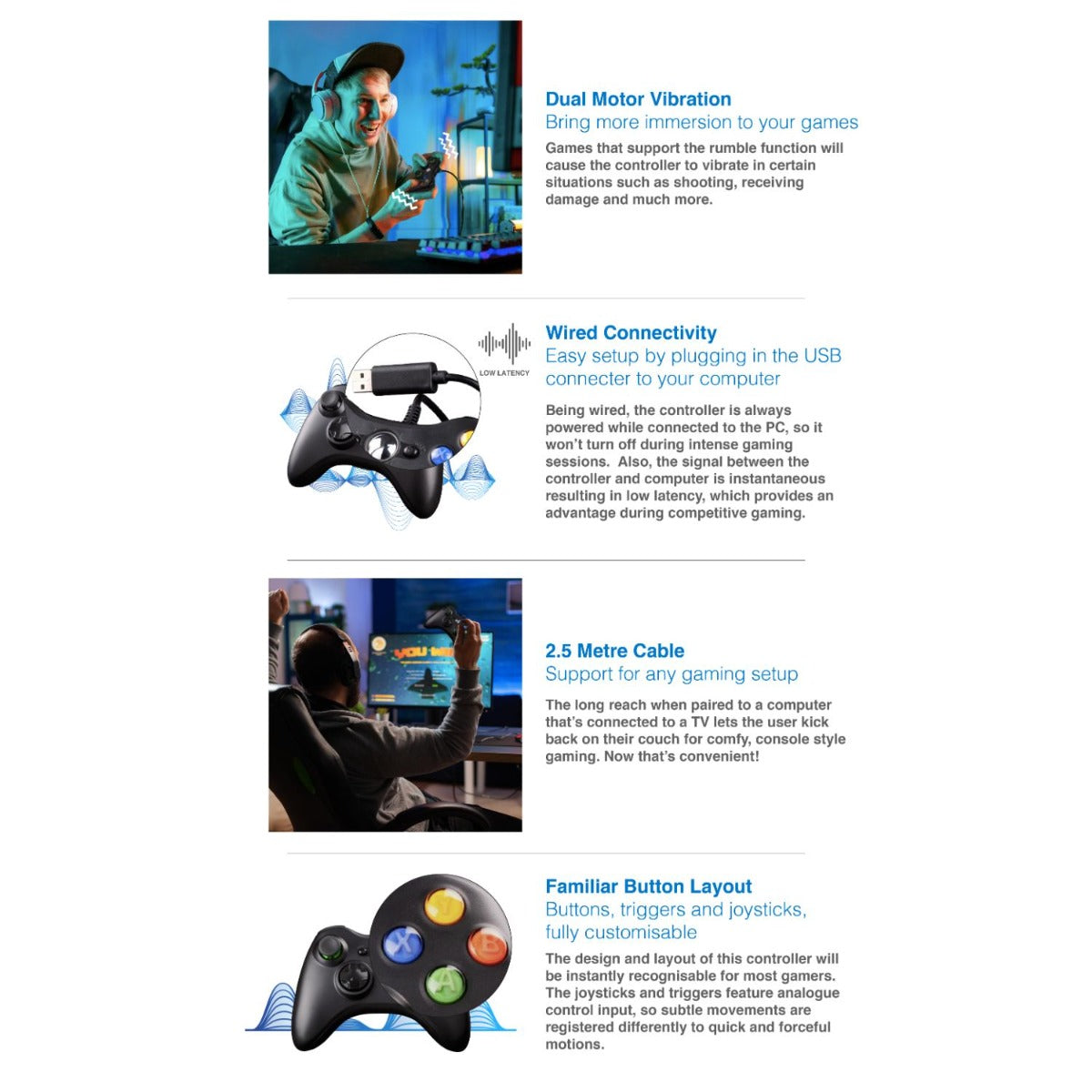 Laser - Gaming Wired PC Gaming Controller - Wholesales Supply