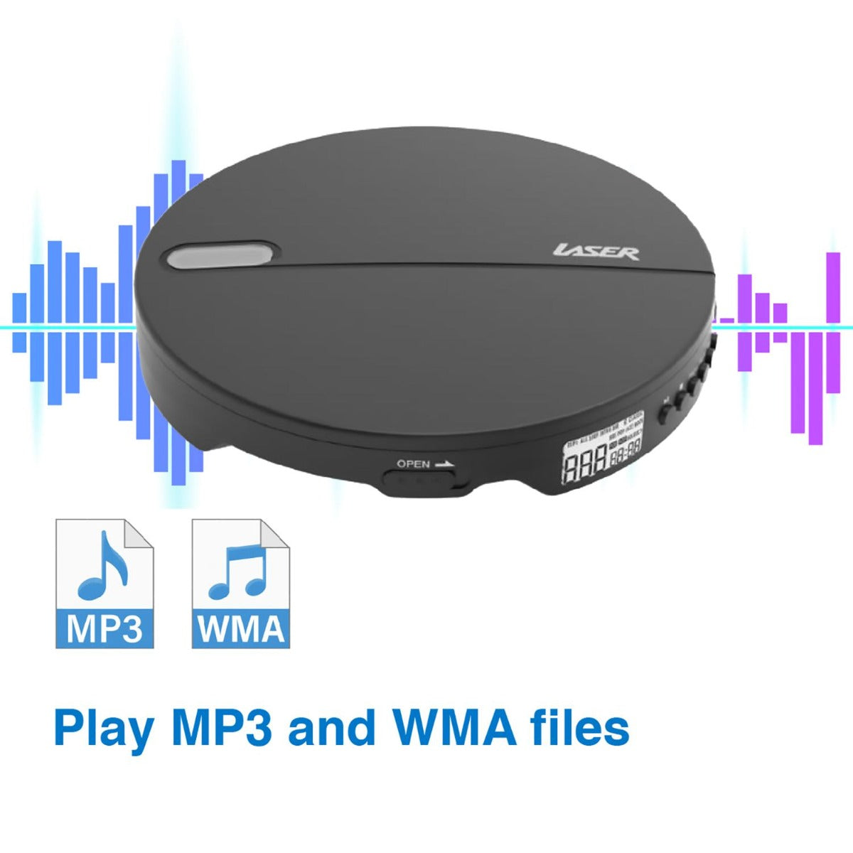 Laser - Portable CD MP3 Player w Anti-Skip Tech & Headphones - Wholesales Supply