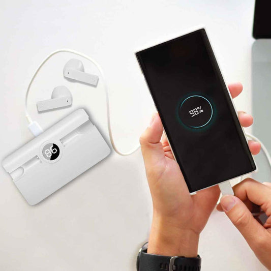 Laser - TWS Earbuds with Powerbank Charging Case White - Wholesales Supply