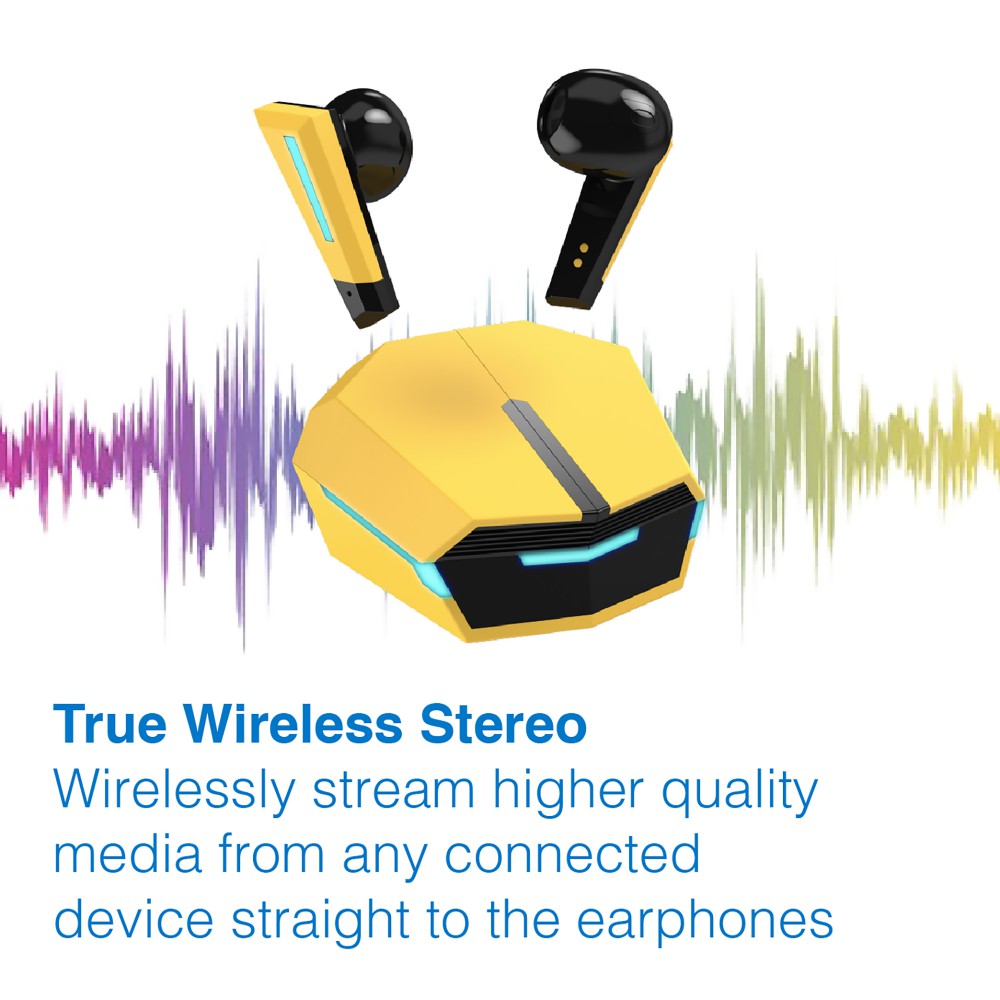 Laser Kids TWS Gaming Earphone Pro-Yellow - Wholesales Supply