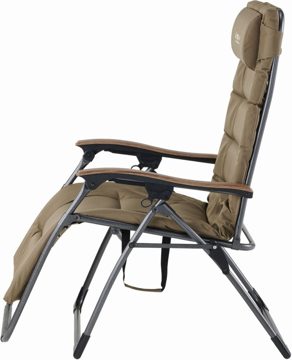 Oztrail - Brampton Sun Lounger Chair with Side Table - Beige - Wholesales Supply