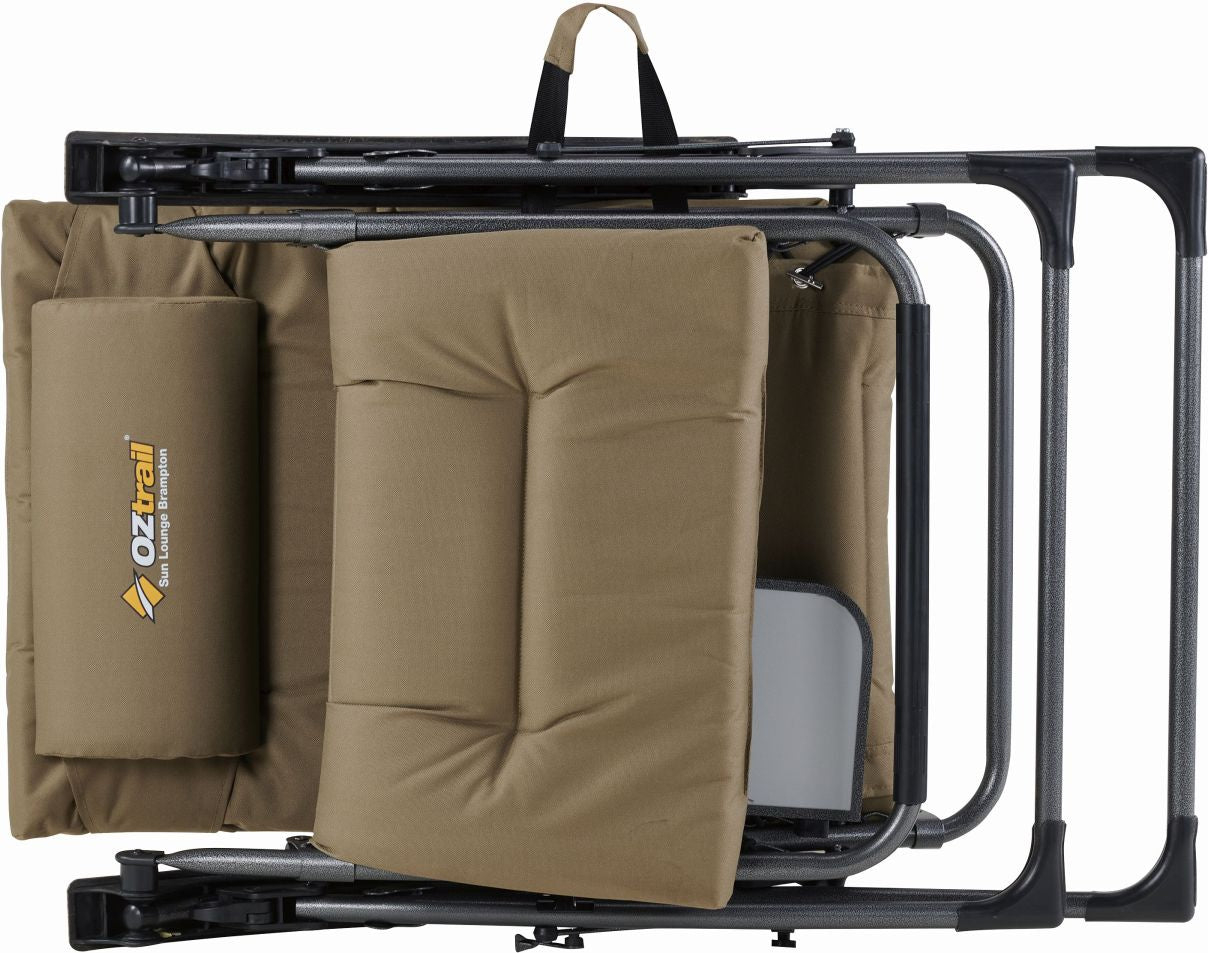 Oztrail - Brampton Sun Lounger Chair with Side Table - Beige - Wholesales Supply