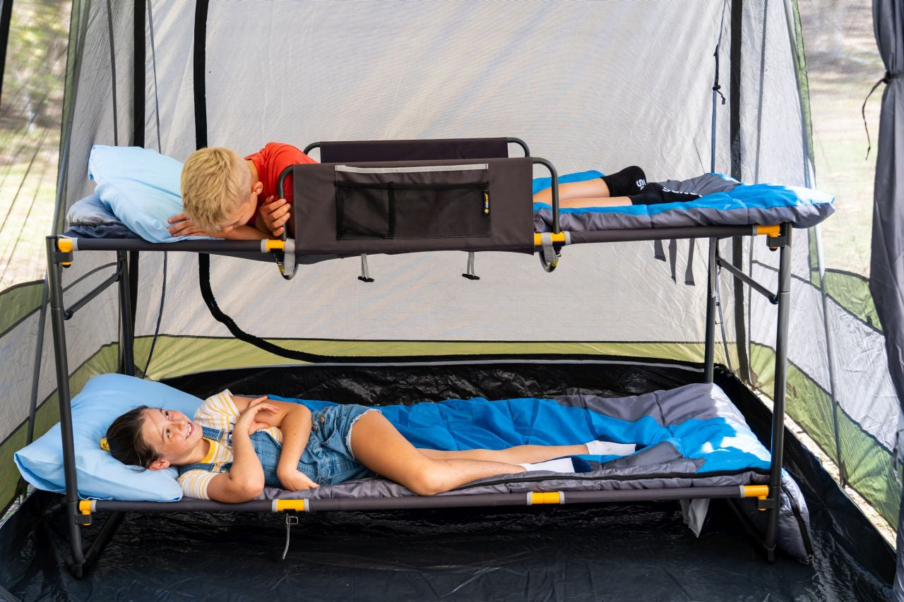 Oztrail - Deluxe Double Bunk Bed - Grey/Yellow - Wholesales Supply