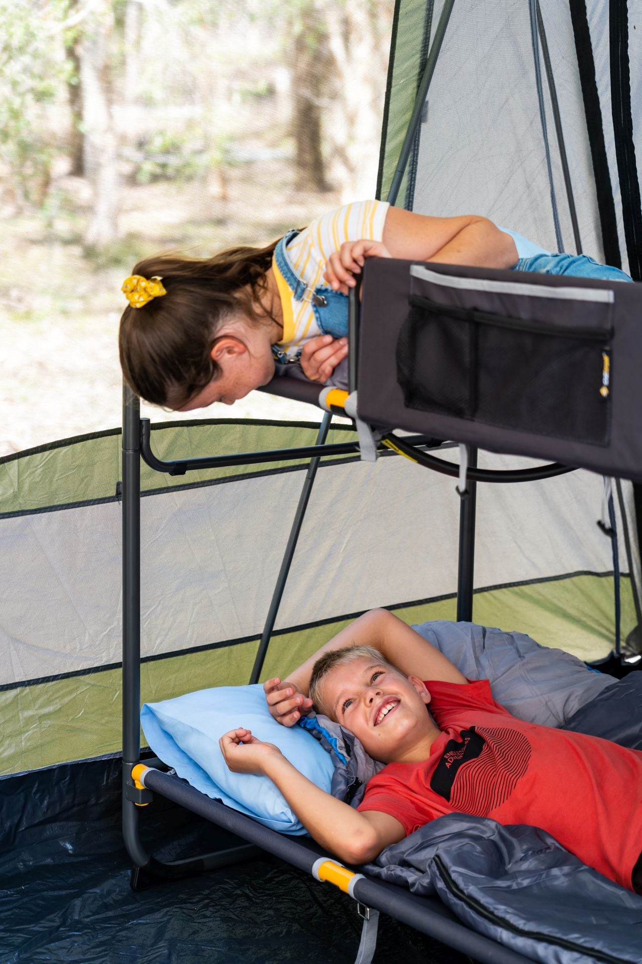 Oztrail - Deluxe Double Bunk Bed - Grey/Yellow - Wholesales Supply