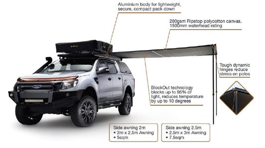 Oztrail - BlockOut Awning 2.5m x 3m - Wholesales Supply