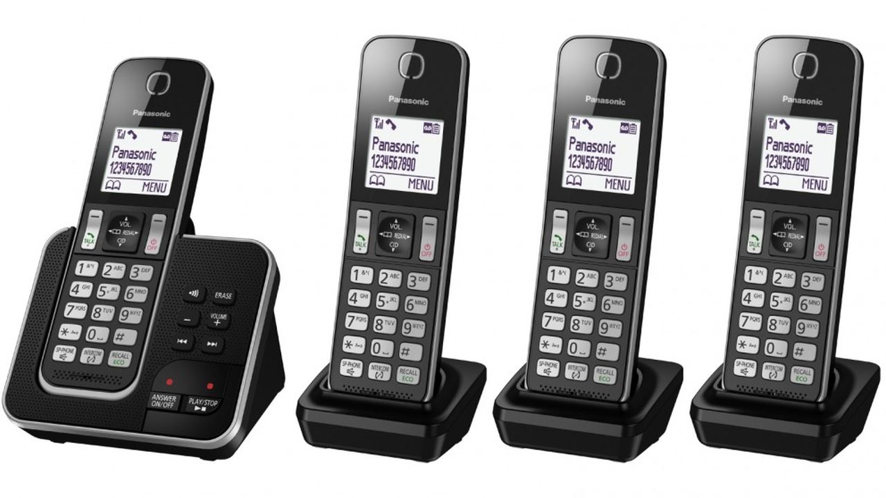 Panasonic 4 Handset Digital Cordless Phone and Answering System - Black - Wholesales Supply