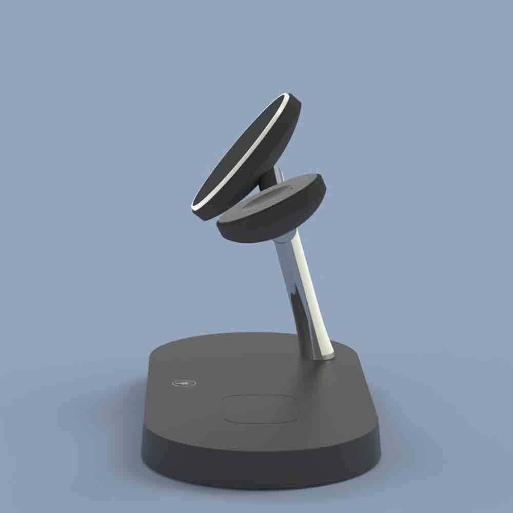 Rewyre - 5 in 1 Magnetic Fast Wireless MagSafe Charger with LED Light - Black - Wholesales Supply