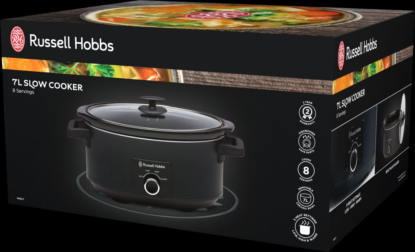 Russell Hobbs - 7L Slow Cooker - Matte Black - Wholesales Supply