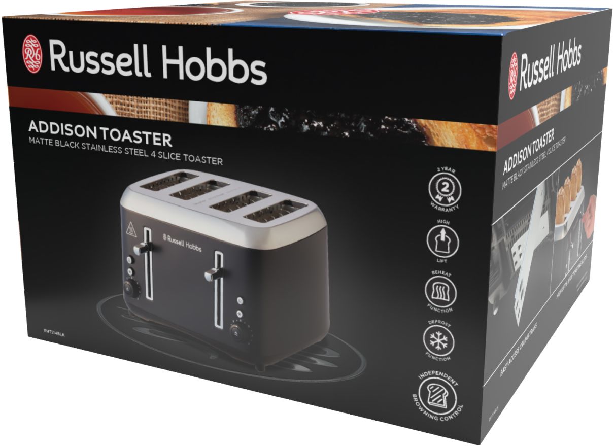Russell Hobbs - Addison 4 Slice Toaster - Matte Black - Wholesales Supply