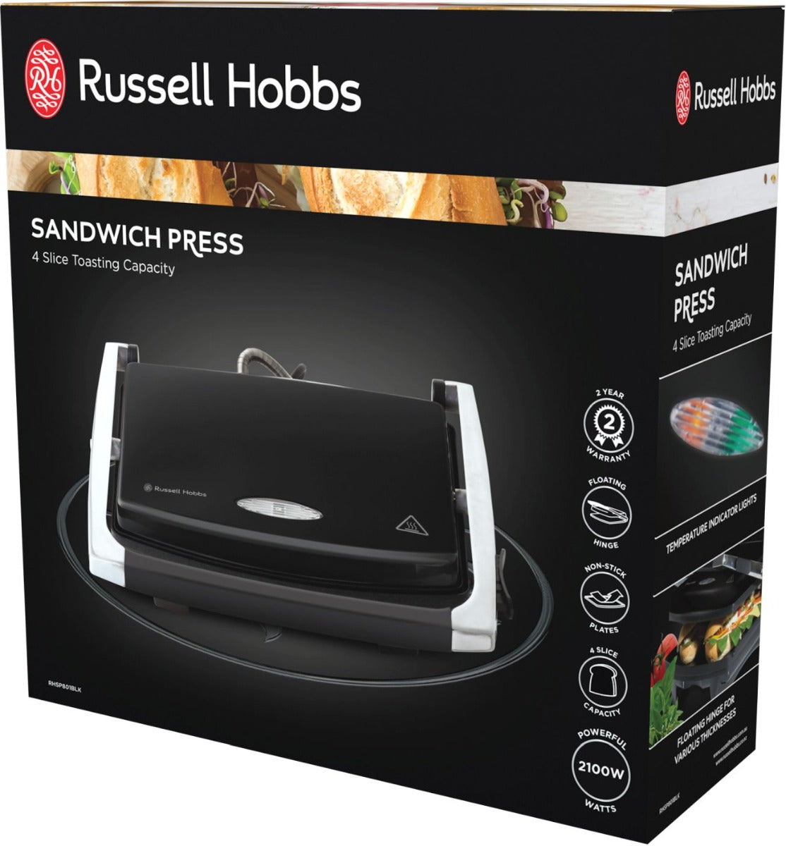 Russell Hobbs - Sandwich Press - Black - Wholesales Supply