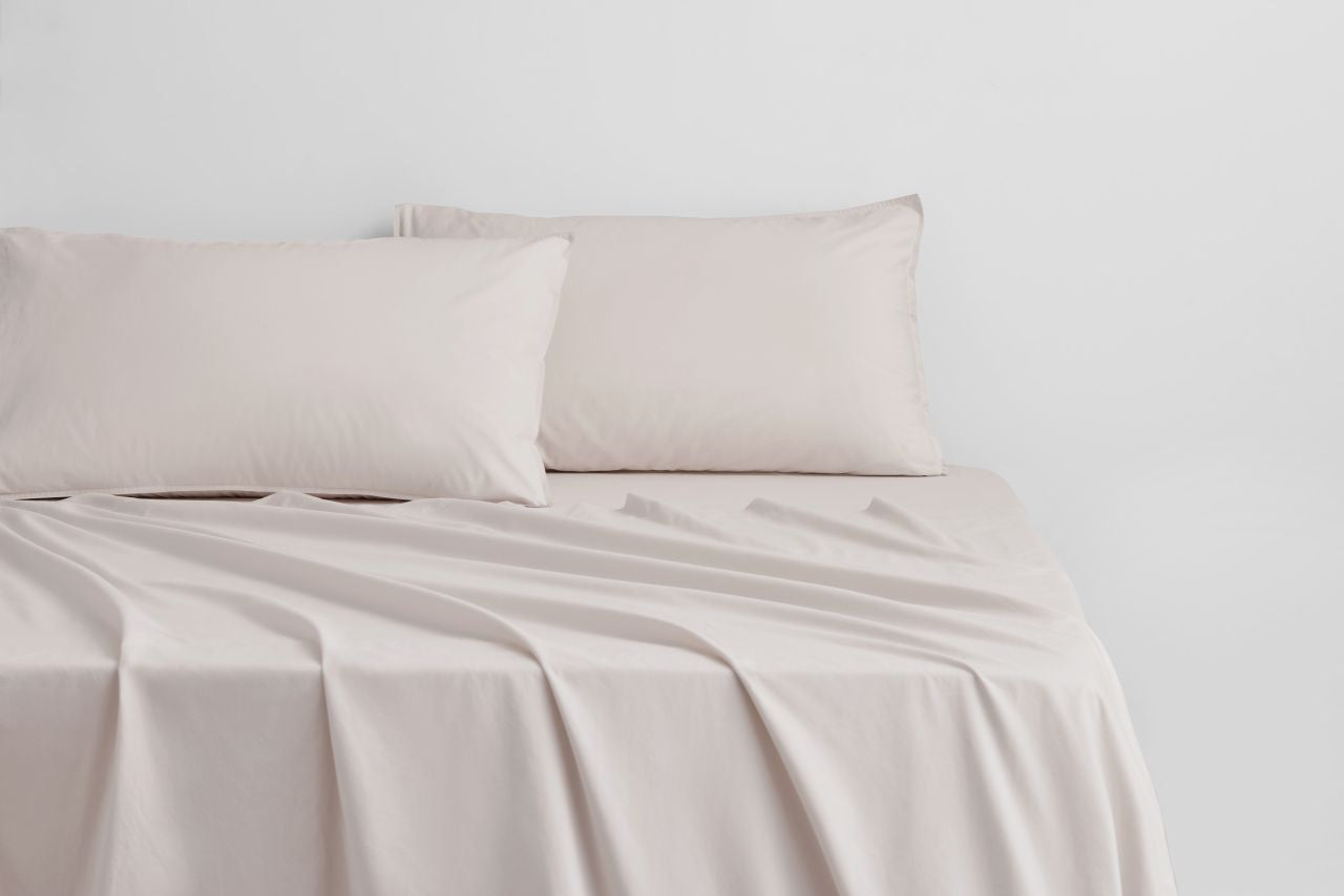 Sheridan - Bayley Washed Percale Queen Sheet Set 40cm - Pebble - Wholesales Supply