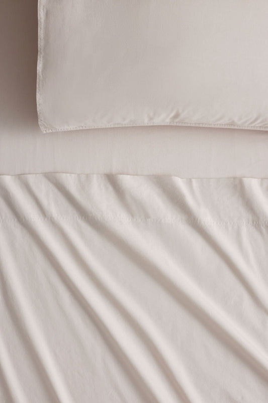 Sheridan - Bayley Washed Percale Queen Sheet Set 40cm - Pebble - Wholesales Supply