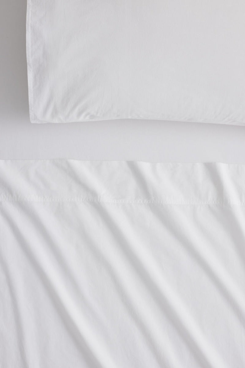 Sheridan - Bayley Washed Percale King Sheet Set 40cm - Snow - Wholesales Supply