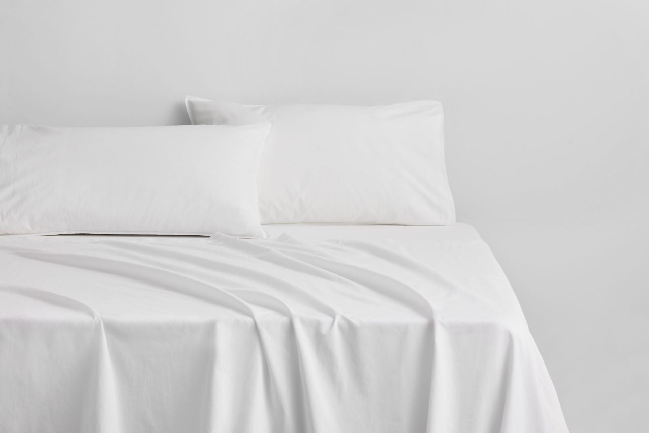 Sheridan - Bayley Washed Percale Queen Sheet Set 40cm - Snow - Wholesales Supply