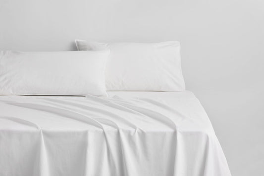 Sheridan - Bayley Washed Percale Queen Sheet Set 40cm - Snow - Wholesales Supply