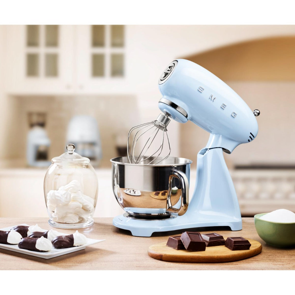 Smeg - 50's Retro Style Aesthetic Full Colour Stand Mixer - Pastel Blue - Wholesales Supply