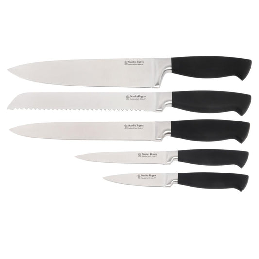 Stanley Rogers - Black Oval 6 Piece Knifeblock Set - Wholesales Supply