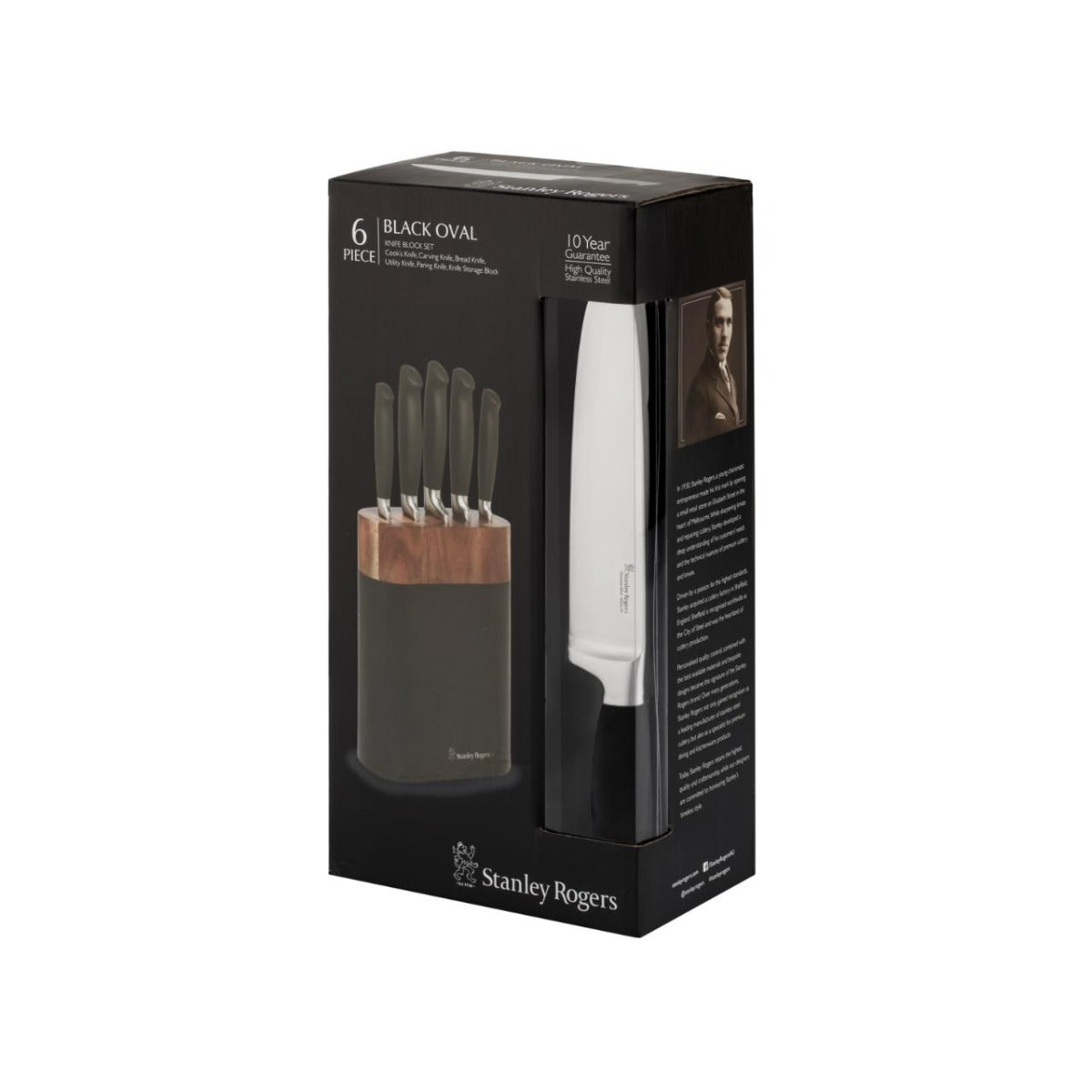 Stanley Rogers - Black Oval 6 Piece Knifeblock Set - Wholesales Supply