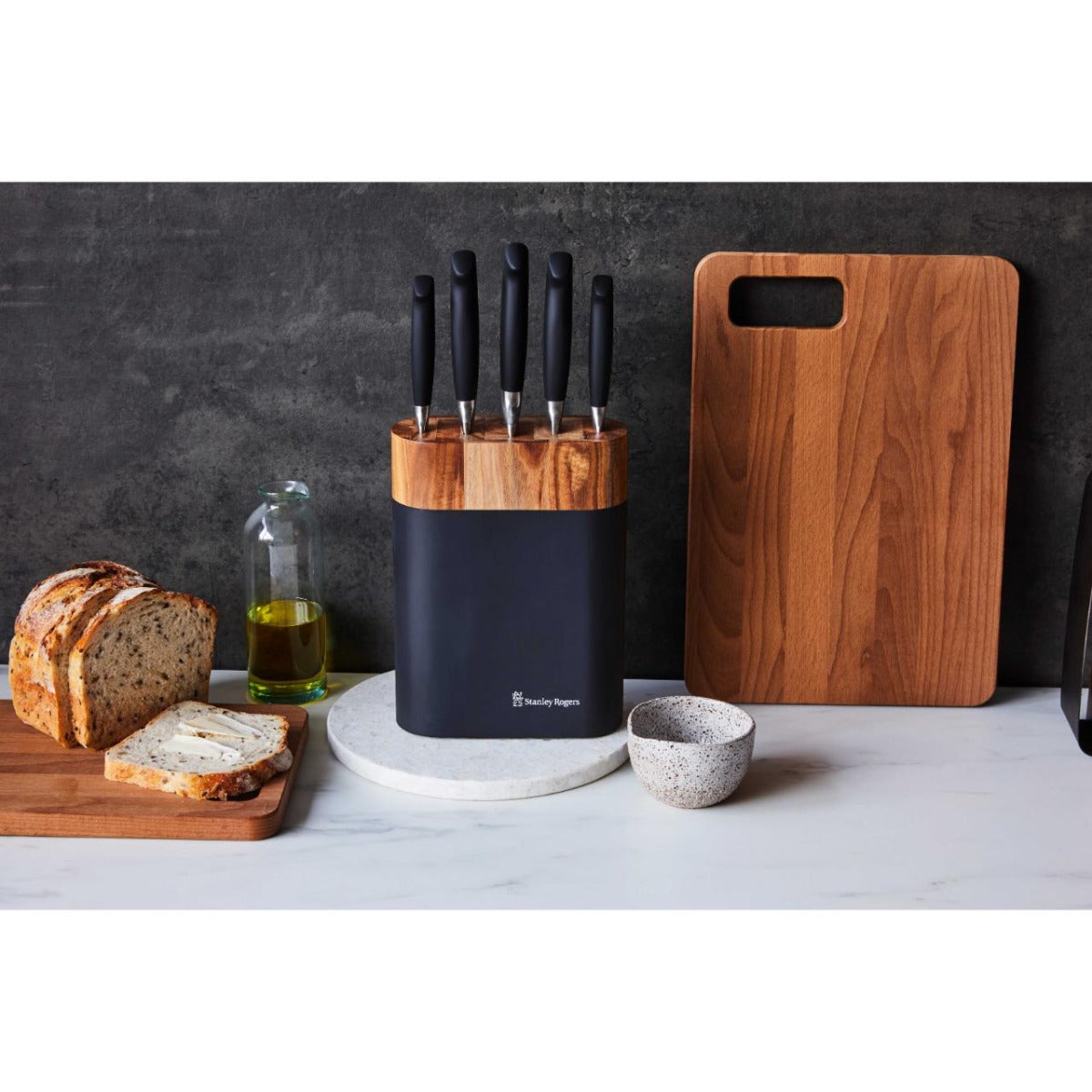 Stanley Rogers - Black Oval 6 Piece Knifeblock Set - Wholesales Supply
