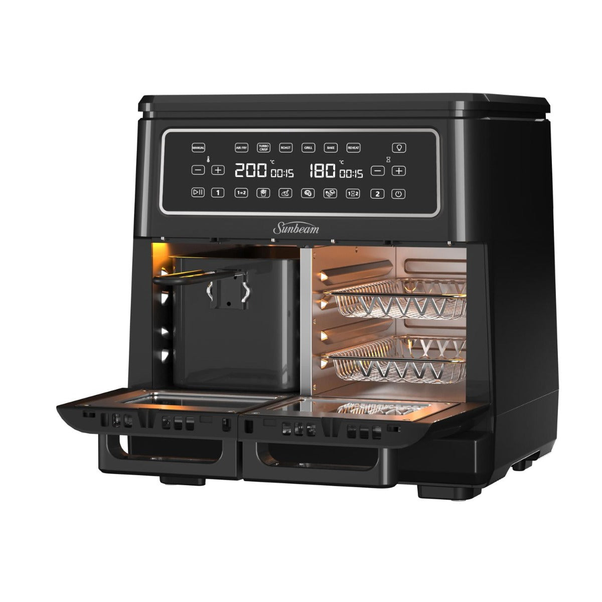 Sunbeam - 11.4L Multi Zone Air Fryer Oven - Black - Wholesales Supply