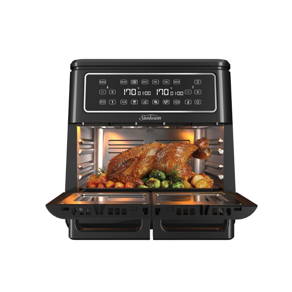 Sunbeam - 11.4L Multi Zone Air Fryer Oven - Black - Wholesales Supply